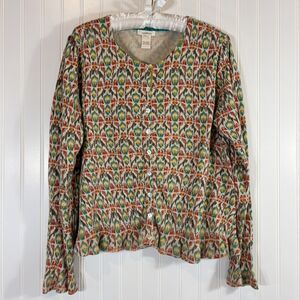 Sundance Womens Cardigan Size XL Ruffle Stretch Cotton Artsy Boho Folk Festival